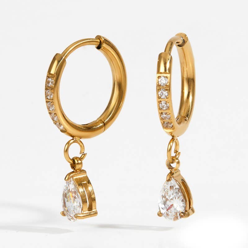 18K Stainless Steel Crystal Earrings