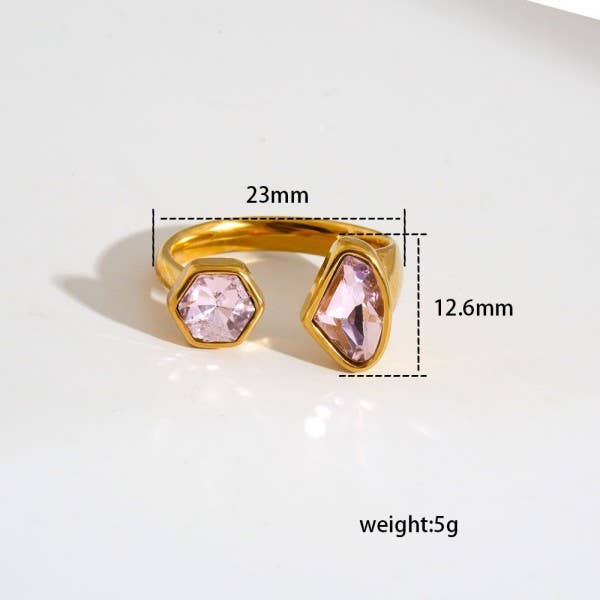 18K Stainless Steel Rhinestone Rings