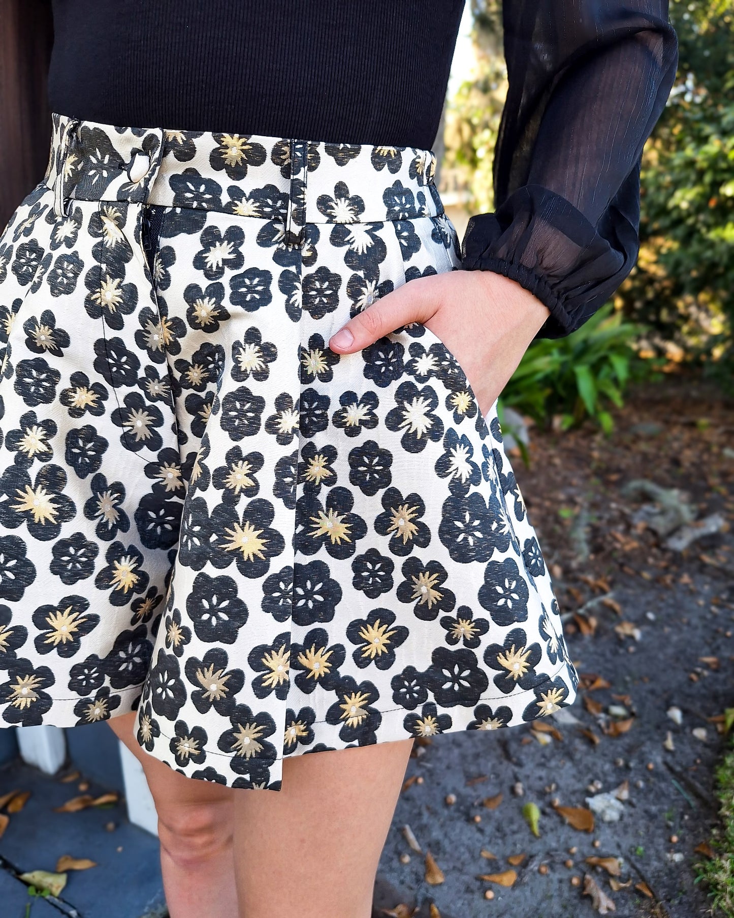 Black Jacquard Shorts