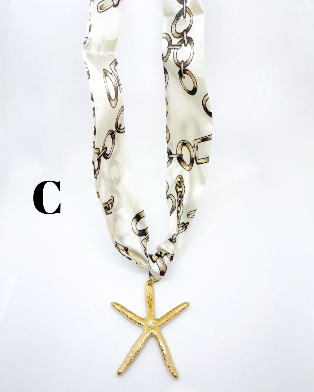Chunky Starfish Scarf Bandana Necklace