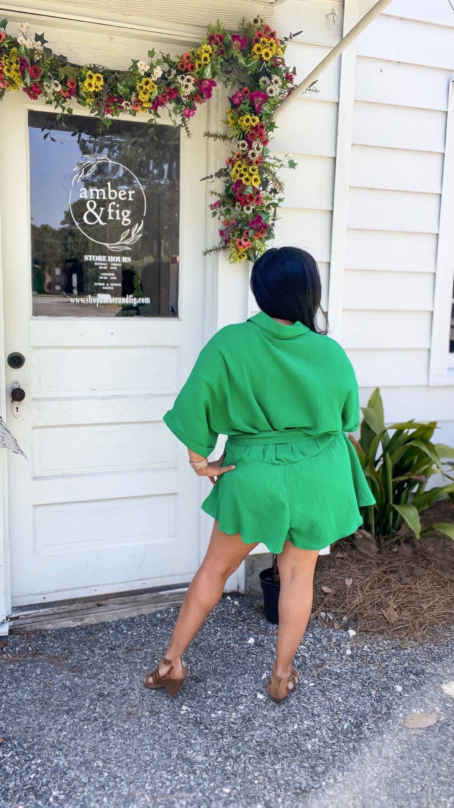 Jade Island Collared Shirt Romper