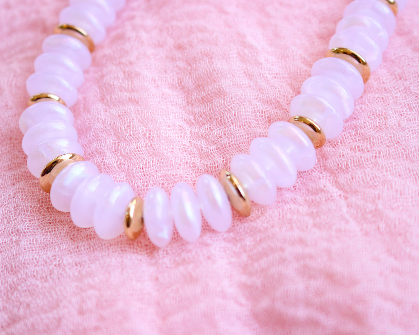Marbleized Rondelle Stone Necklace