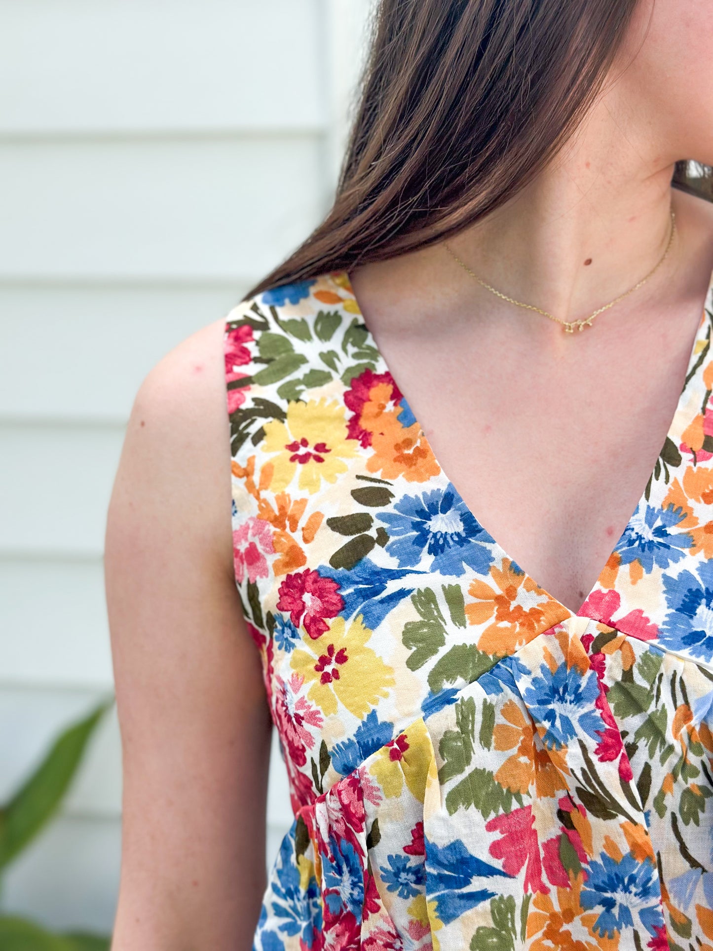 Multicolor Floral V-Neck Flowy Tank