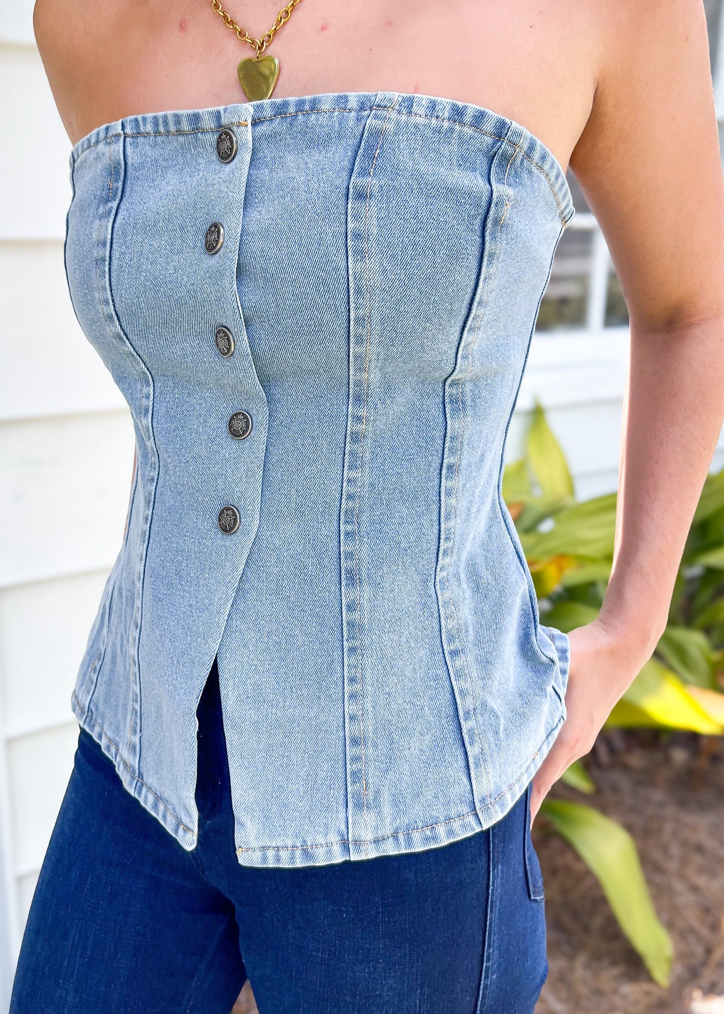 Indigo Washed Denim Top