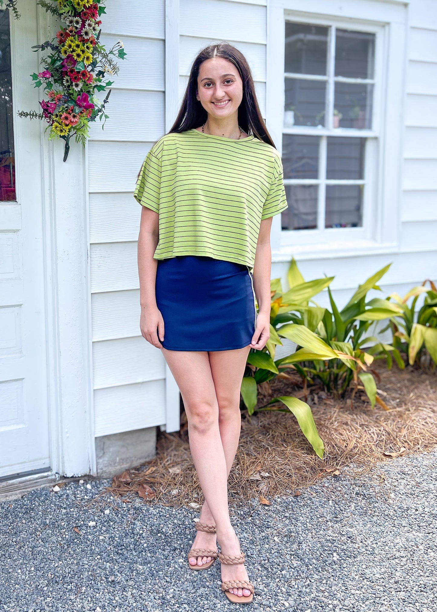 Lime Pin Stripe Top