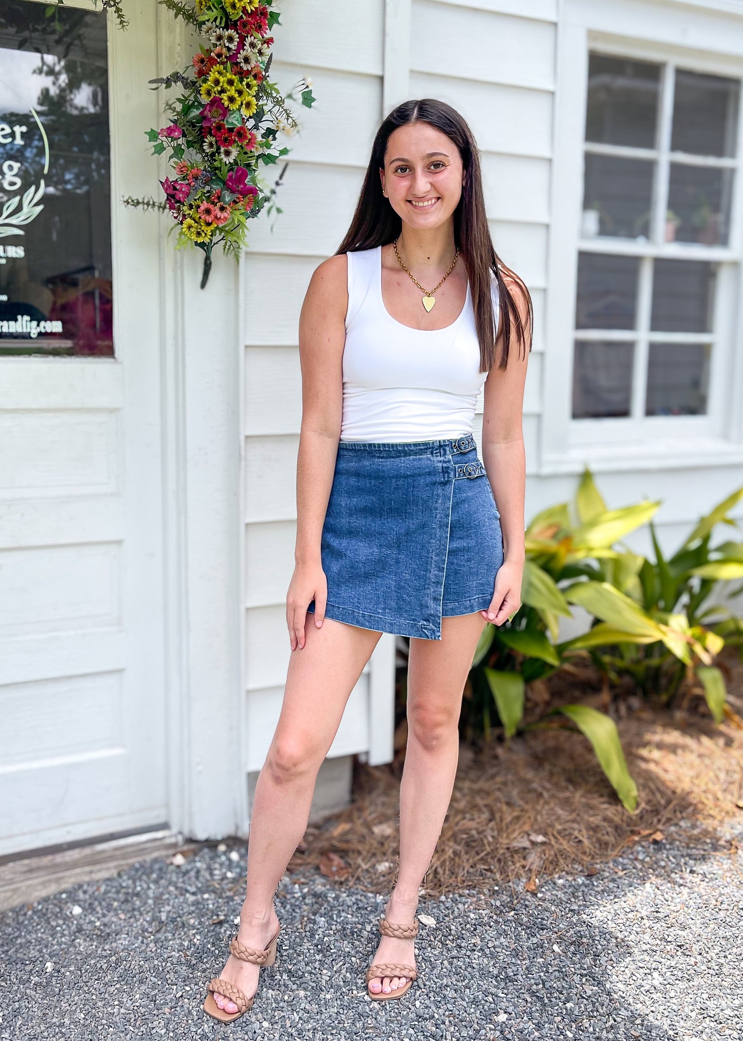 Dark Medium Indigo Washed Denim Skort