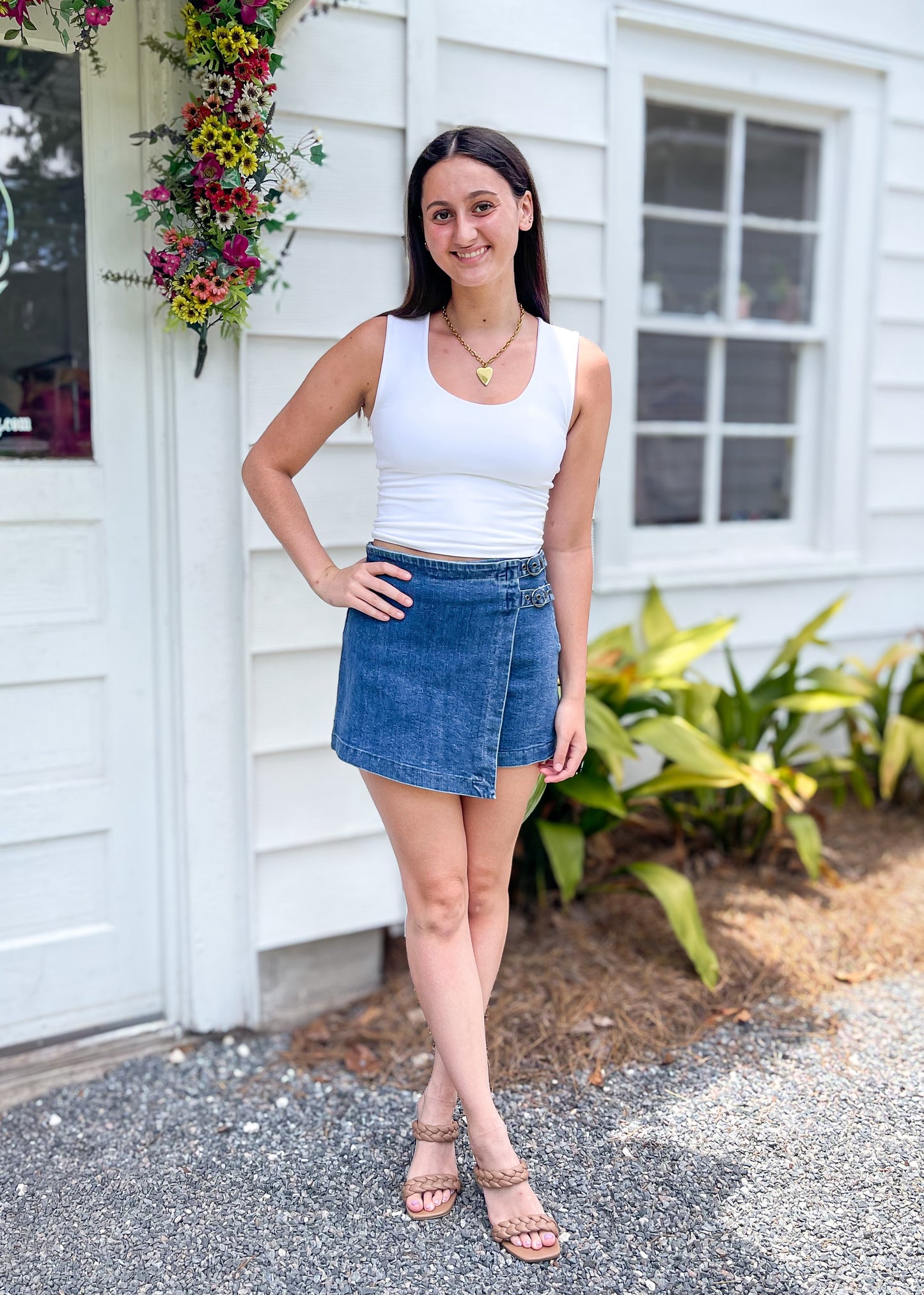 Dark Medium Indigo Washed Denim Skort