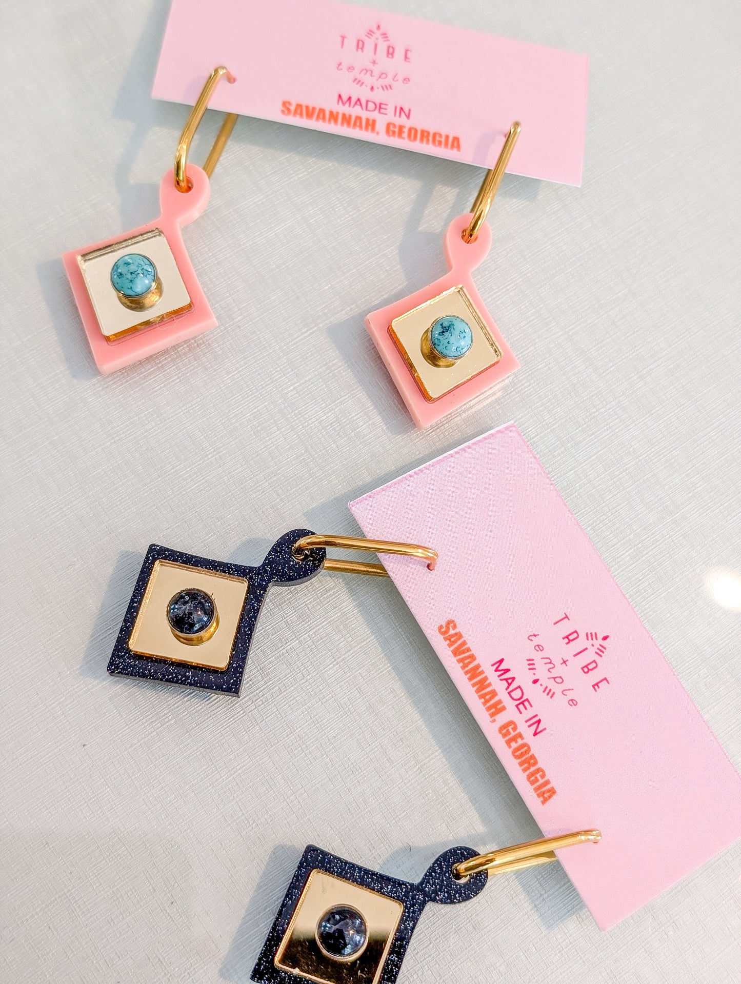 *FINAL SALE* Deco Diamond Shapped Gold Hoops