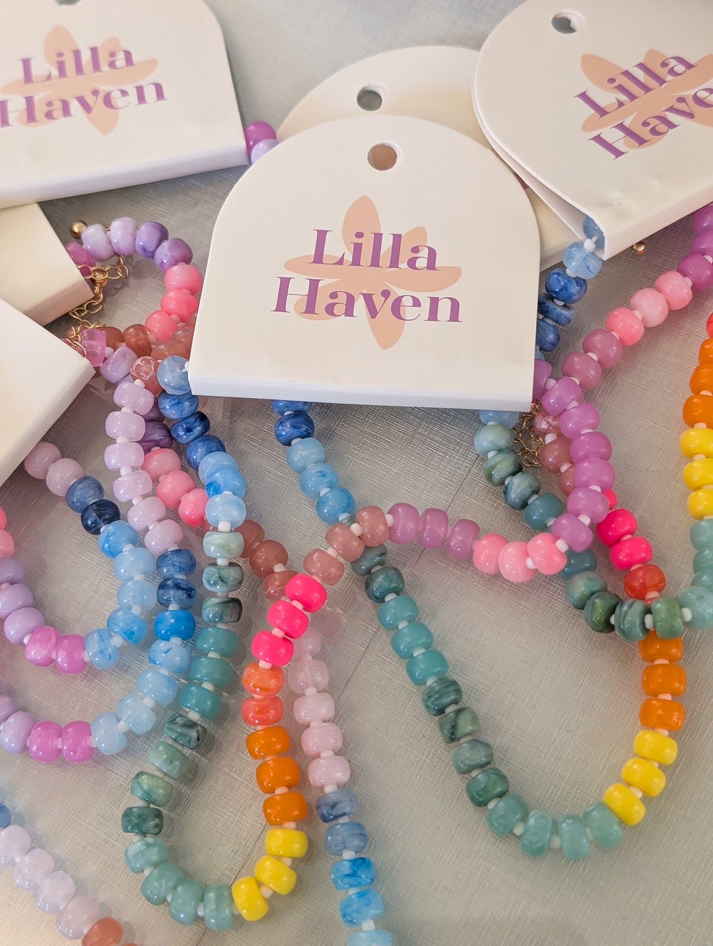 Colorful Beaded Necklace with Gold Clasp Trendy Statement Jewelry
