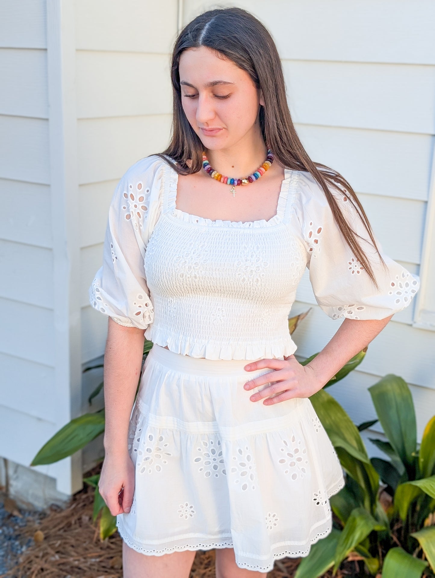 *FINAL SALE* Scrunched Bohemian Flower Sleeve Top