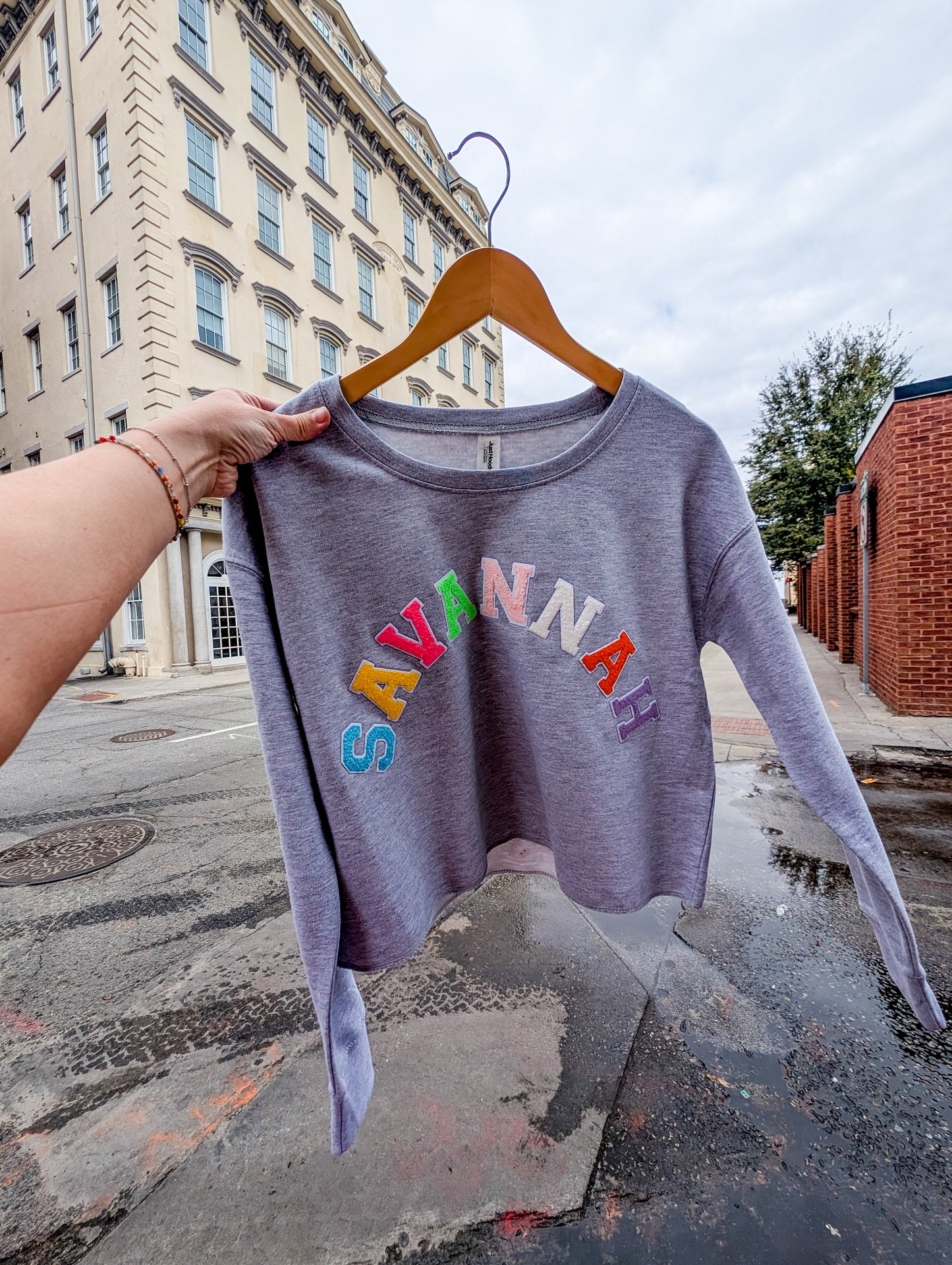 Savannah Patch Letter Cropped Sweatshirt