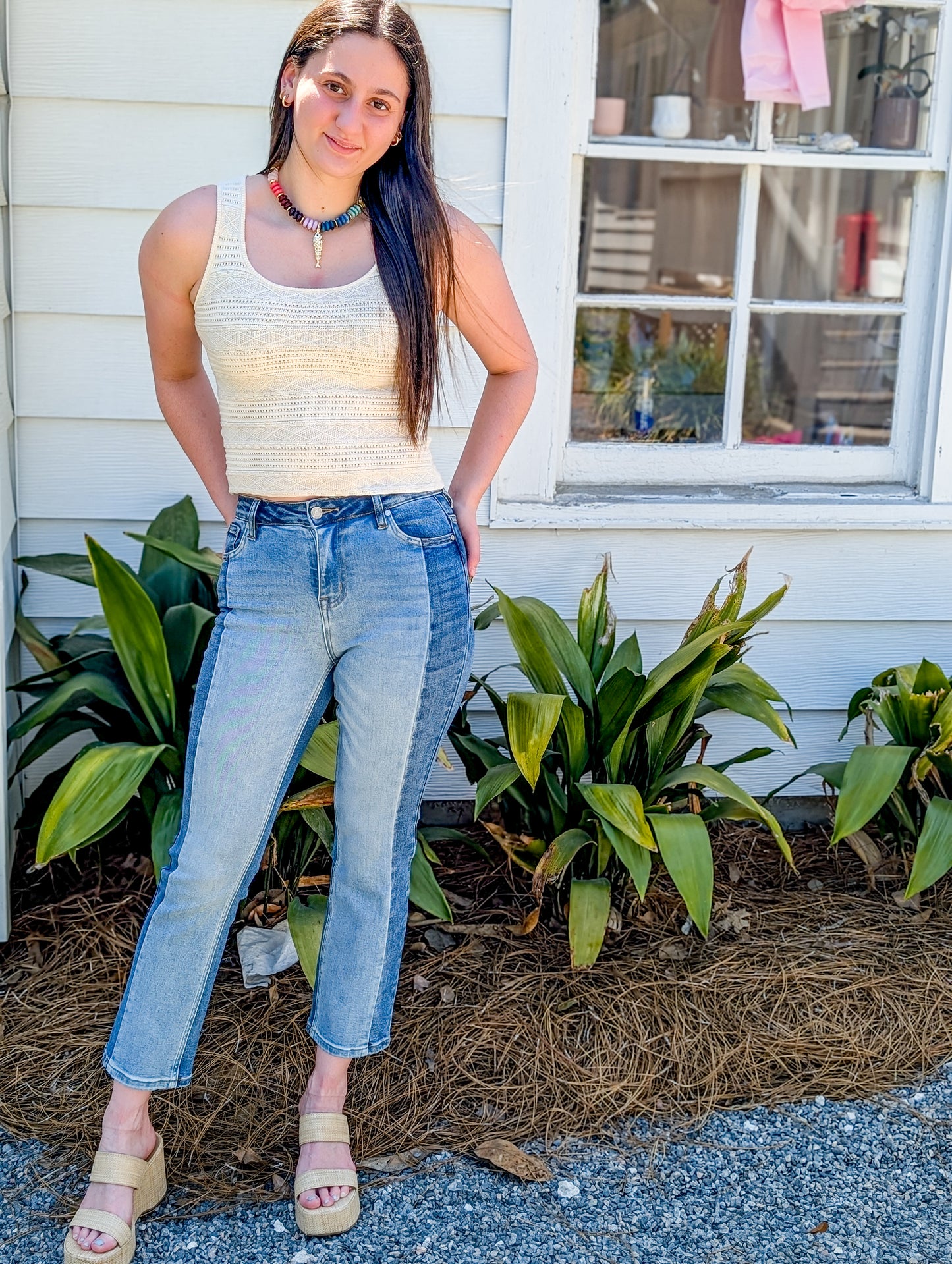 Sierra Cream Stretch Knit Tank
