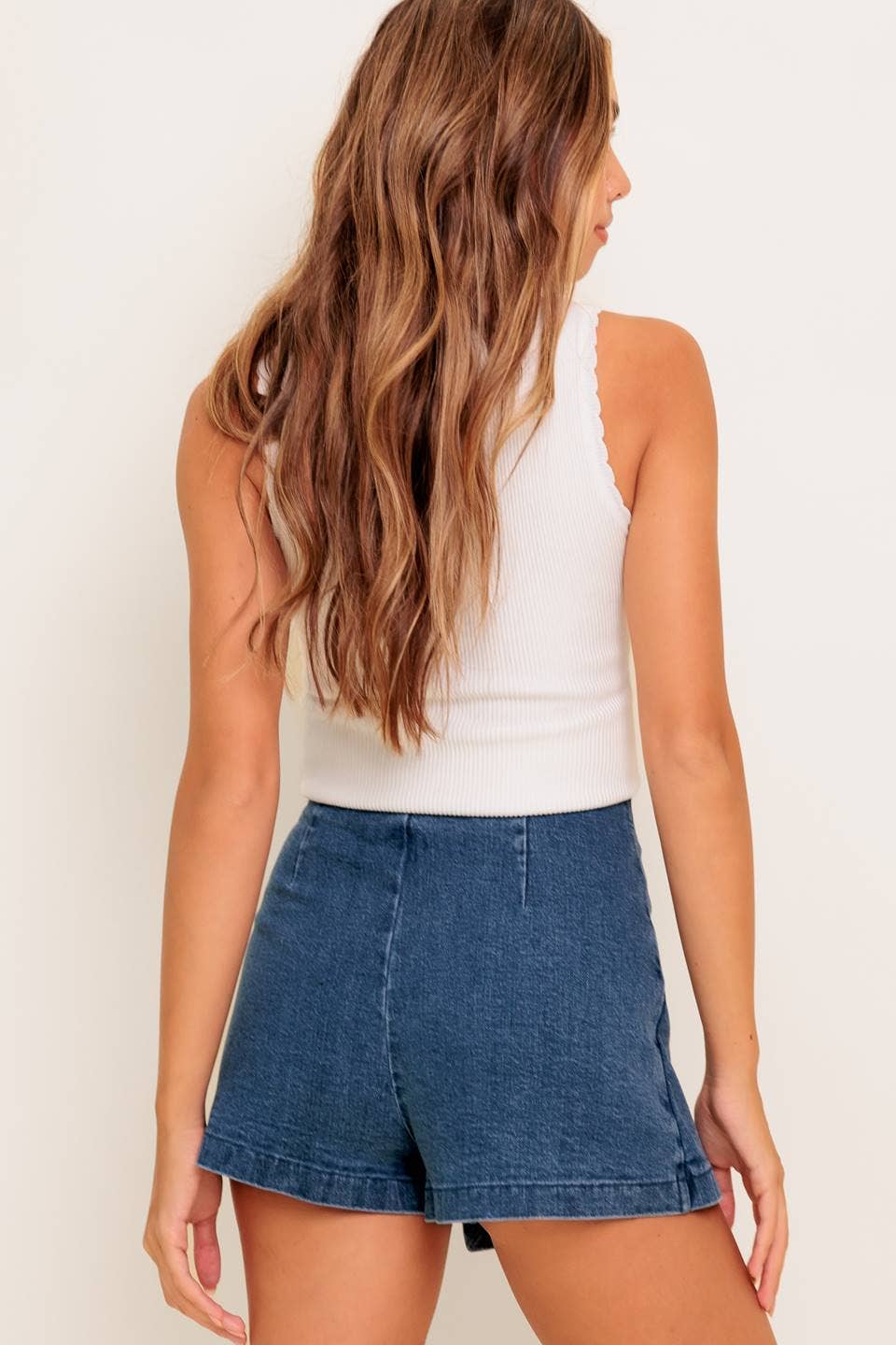 Dark Medium Indigo Washed Denim Skort