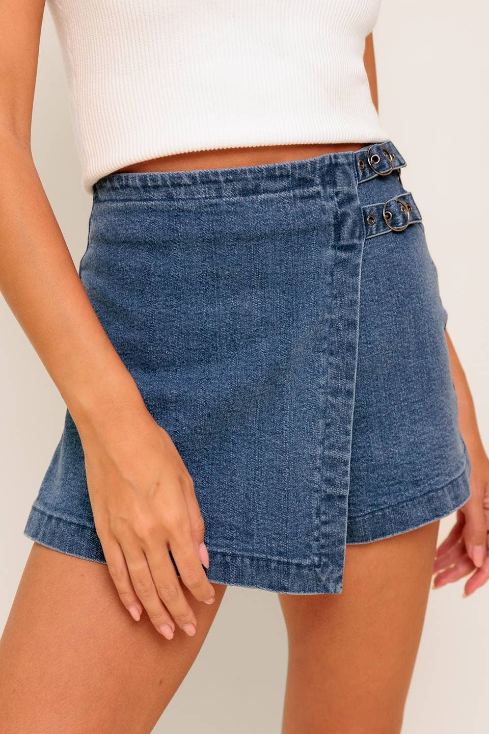 Dark Medium Indigo Washed Denim Skort