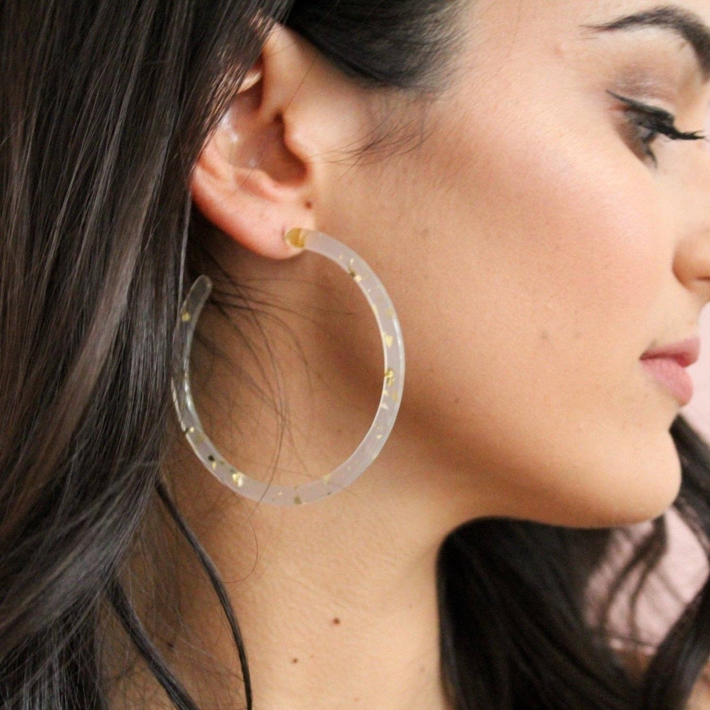 Large Gold Confetti Hoop Earrings