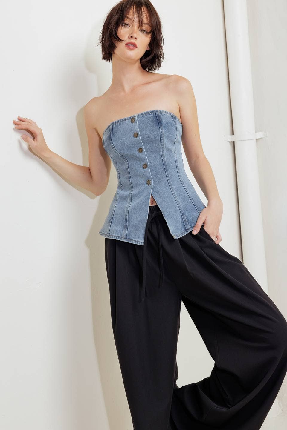 Indigo Washed Denim Top