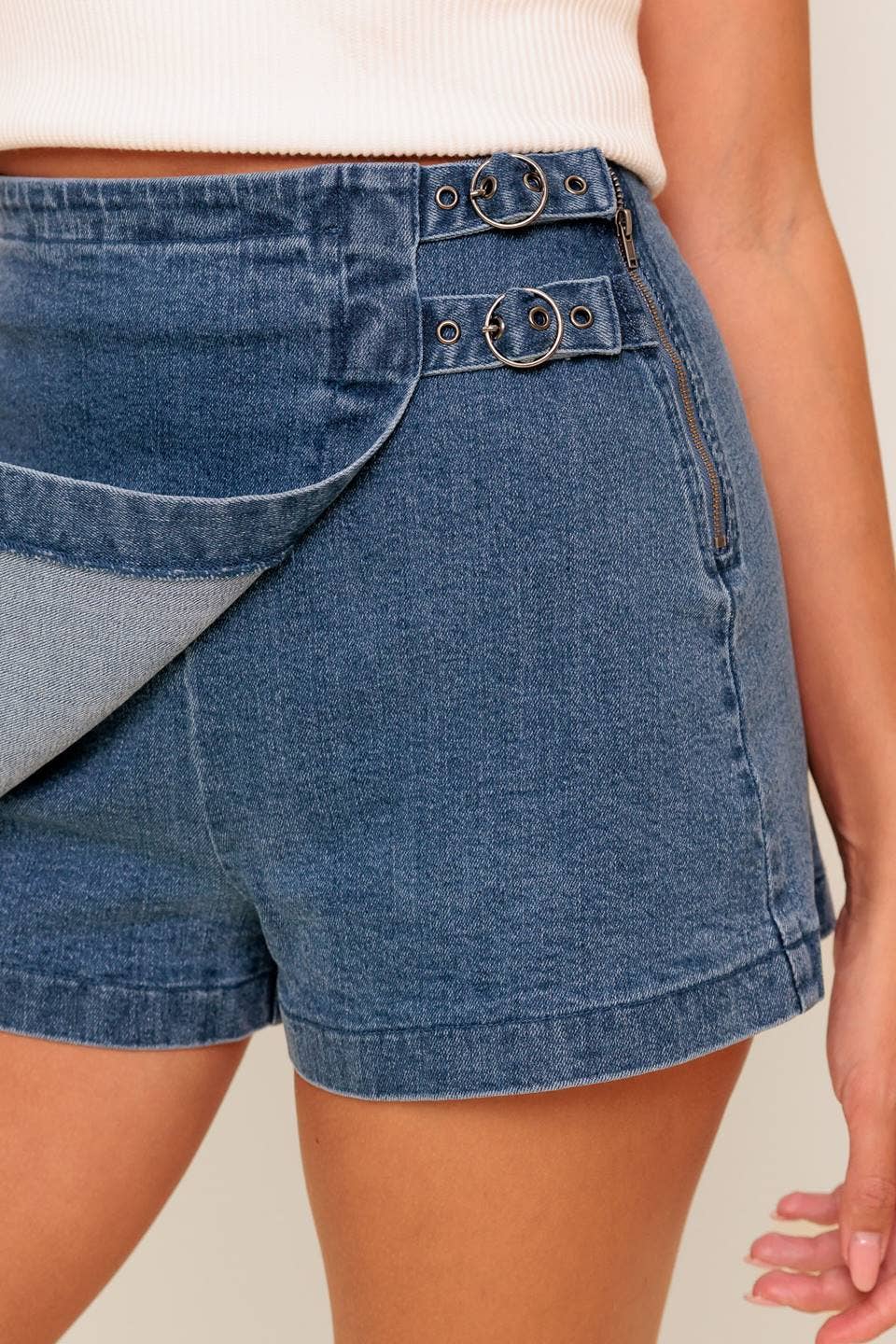 Dark Medium Indigo Washed Denim Skort