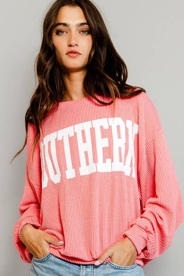 Watermelon Pink 'SOUTHERN' Comfy Oversize Graphic Sweatshirt, Gameday