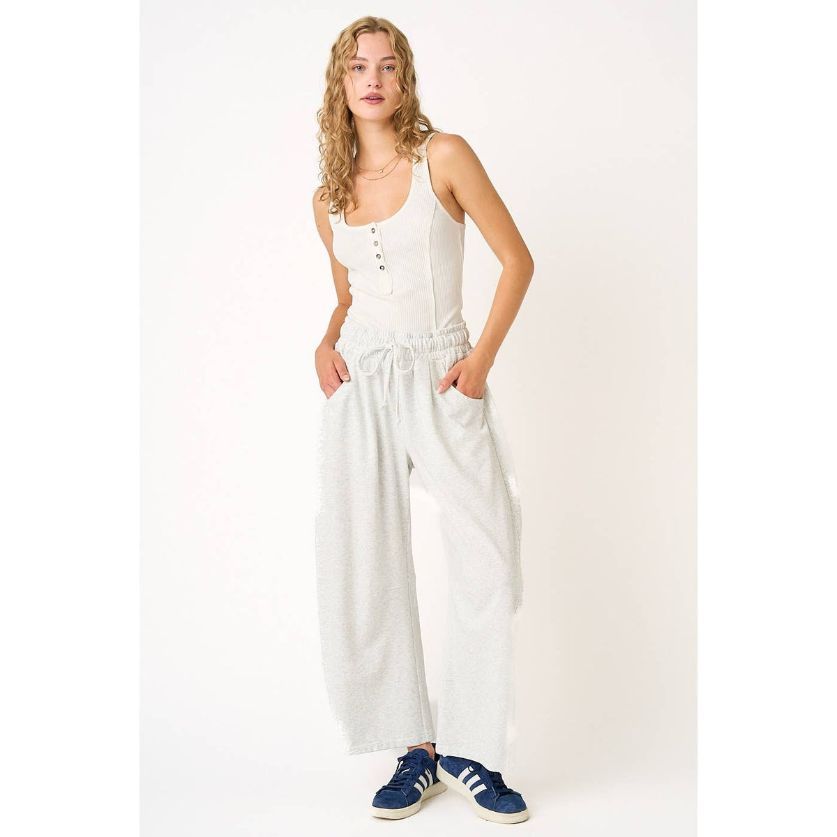Cotton French Terry Barrel Pants
