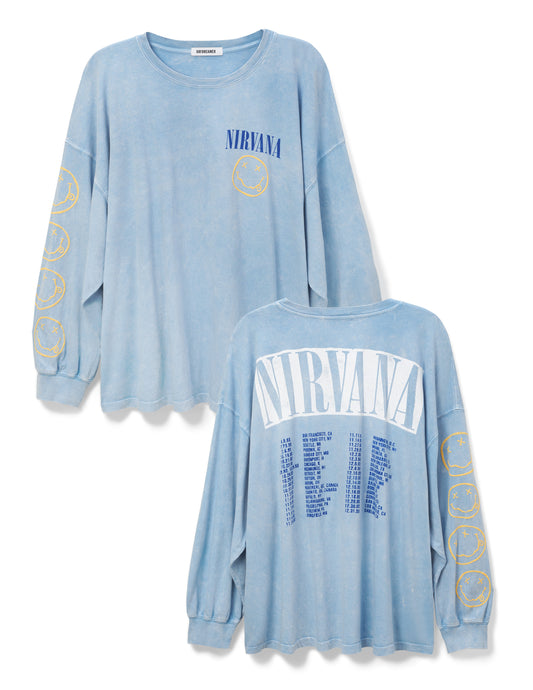 Blue Acid Wash Nirvana 1993 Tour Long Sleeve