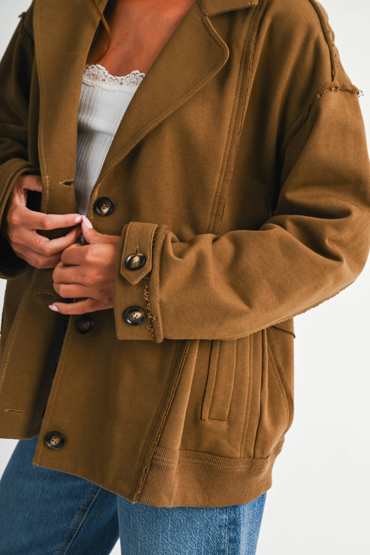 5198IK Oversized Raw Edge Knit Jacket
