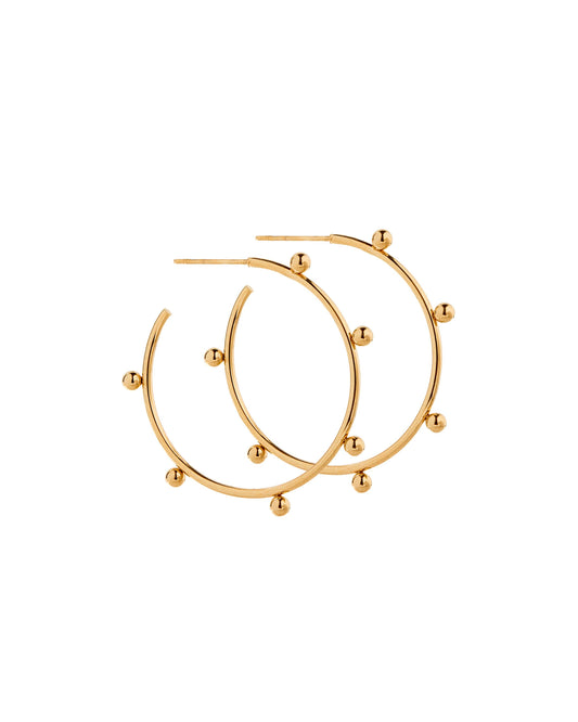 Medium Gold Hoops With Dots