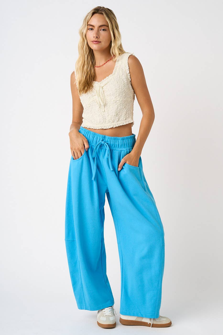 Cotton French Terry Barrel Pants