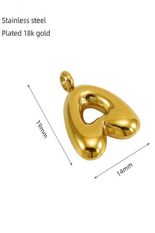 18K Stainless Steel Initial Bubbled Charms ￼