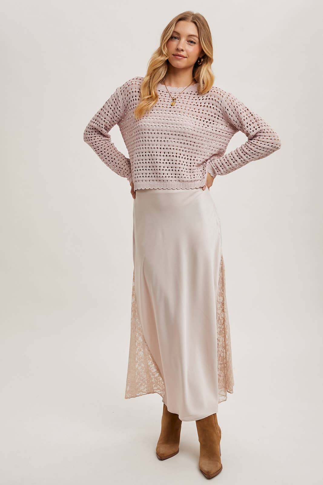 Light Pink Open Knit Sweater