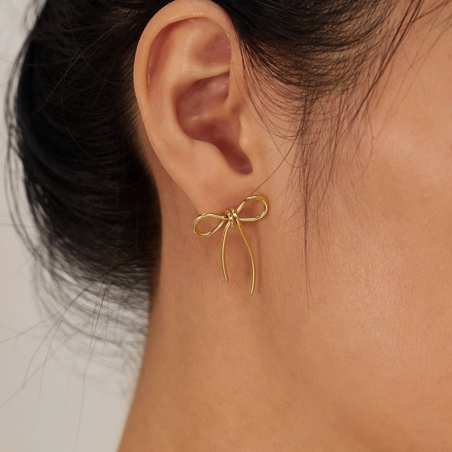 18K Stainless Steel Bow Earrings