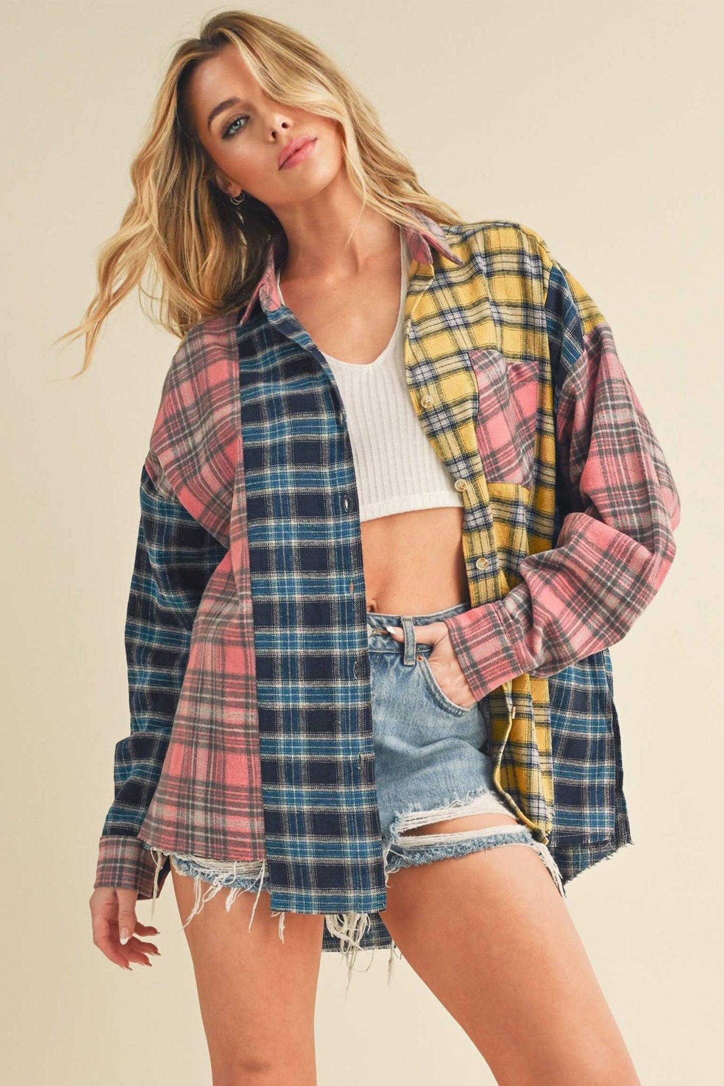 Neela Multi Color Plaid Flannel Shirt