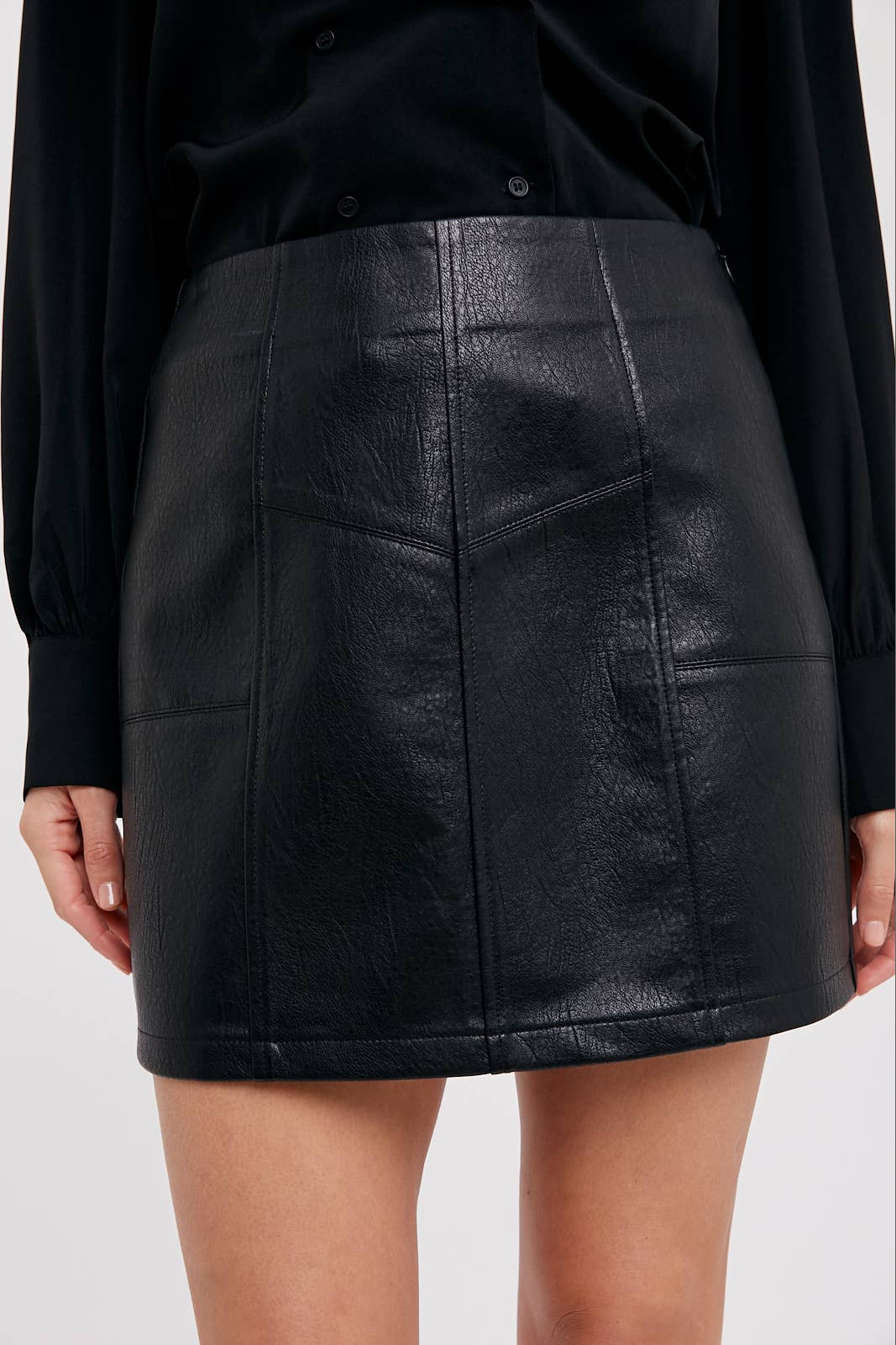 Light Pink Vegan Leather Mini Skirt