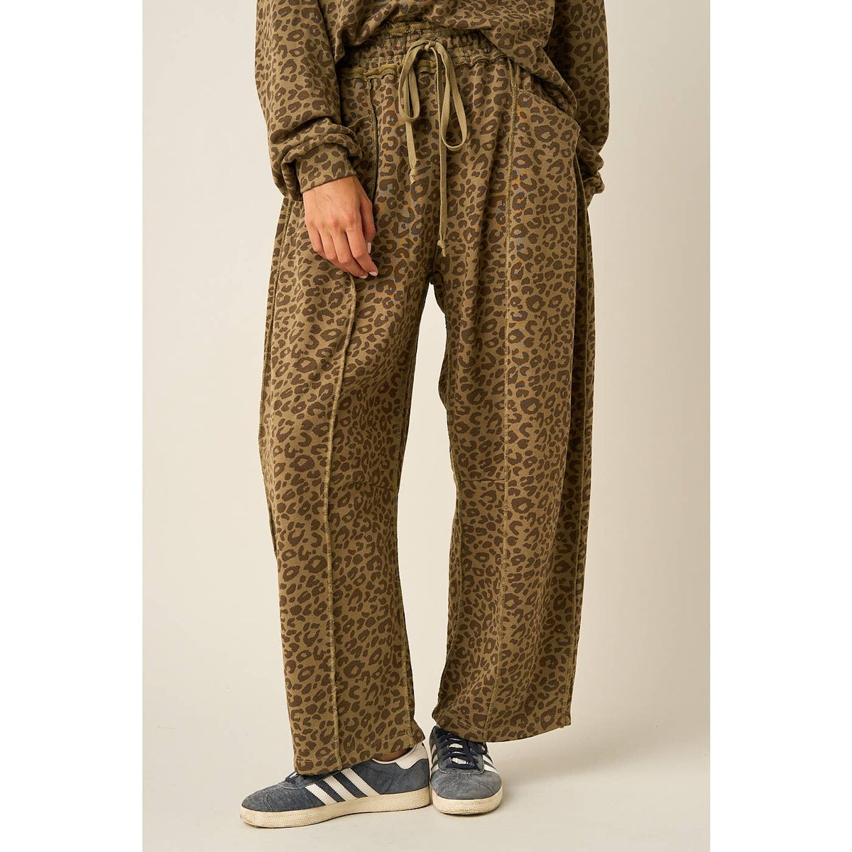 Leopard Print Pull On Barrel Pants