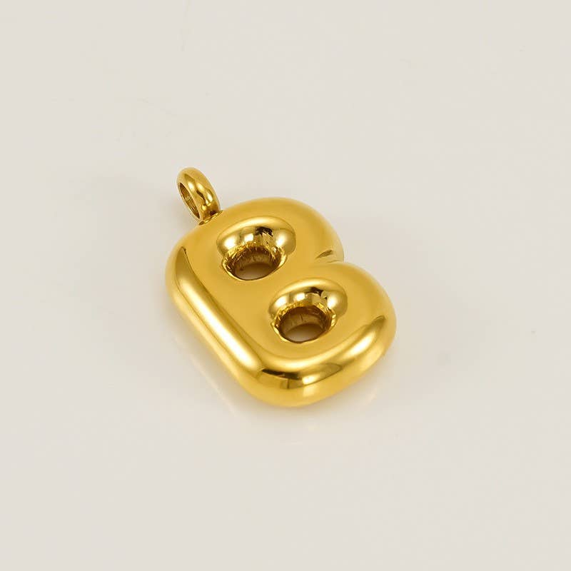 18K Stainless Steel Initial Bubbled Charms ￼