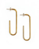 Ellington Long Oval Gold Earrings with Stud & Post