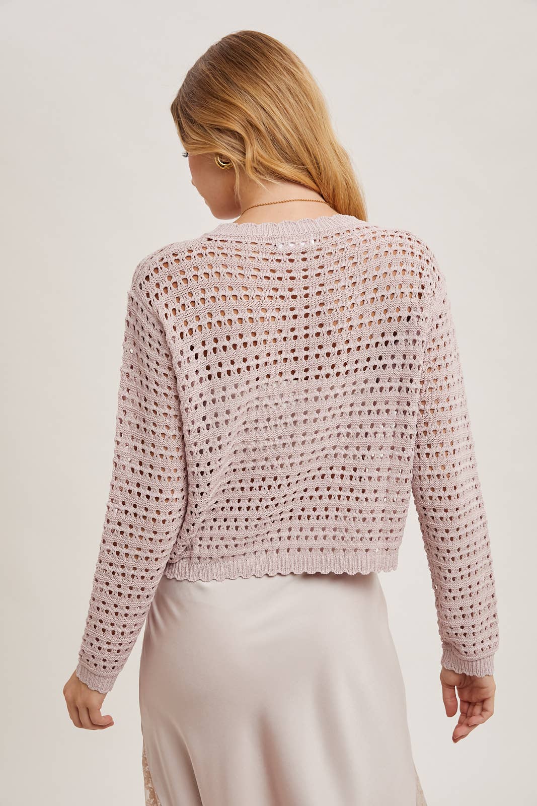 Light Pink Open Knit Sweater