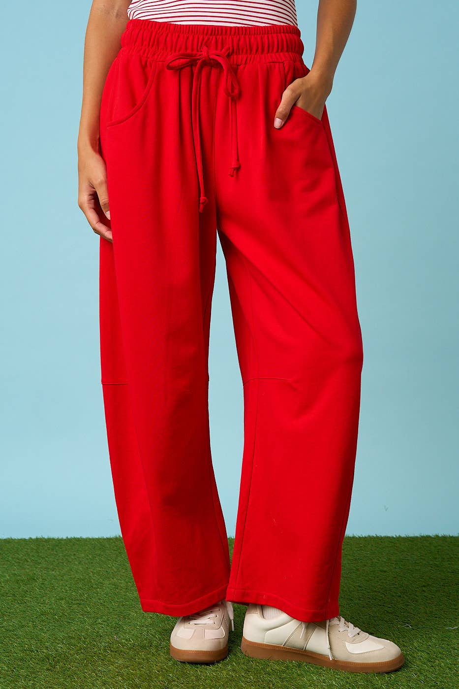 Cotton French Terry Barrel Pants