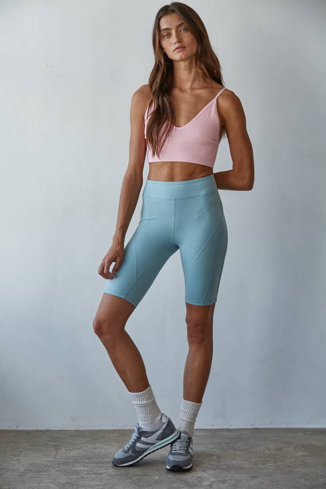 Seamless Ribbed Triangle Chest Spaghetti Strap Brami