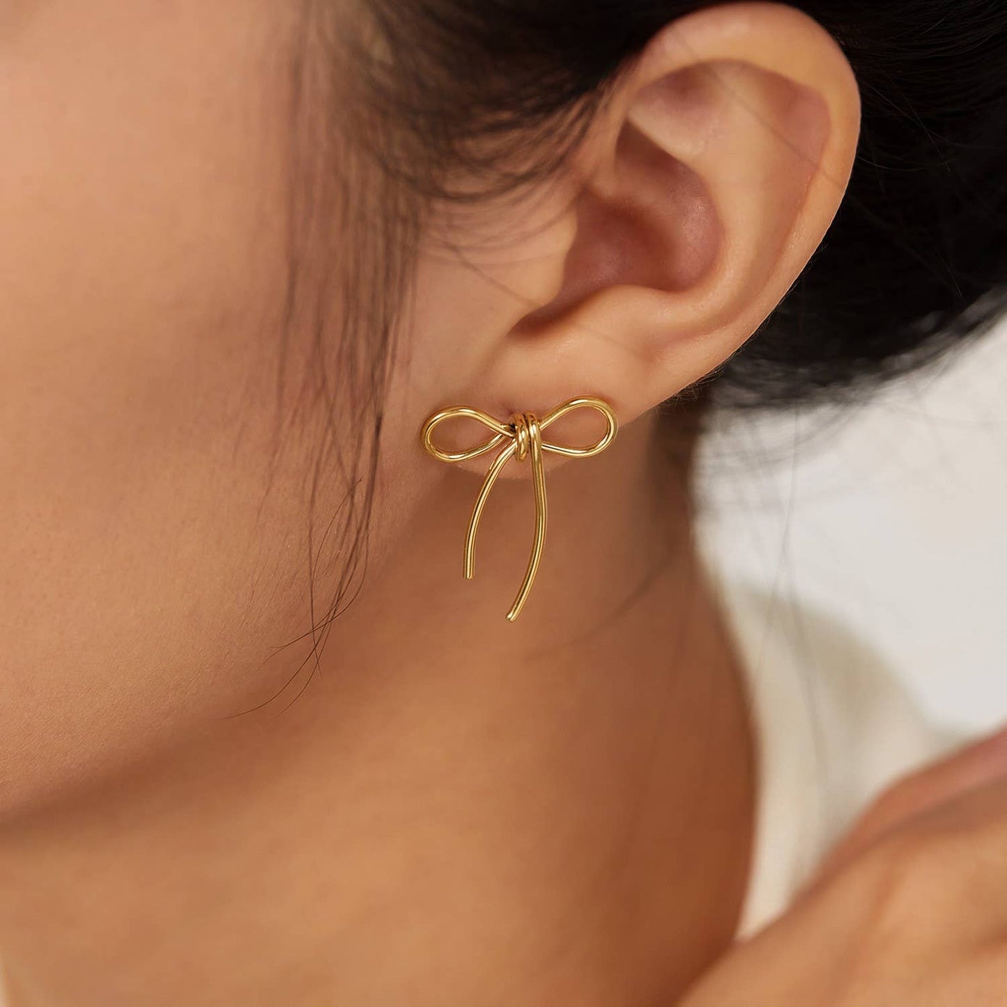 18K Stainless Steel Bow Earrings