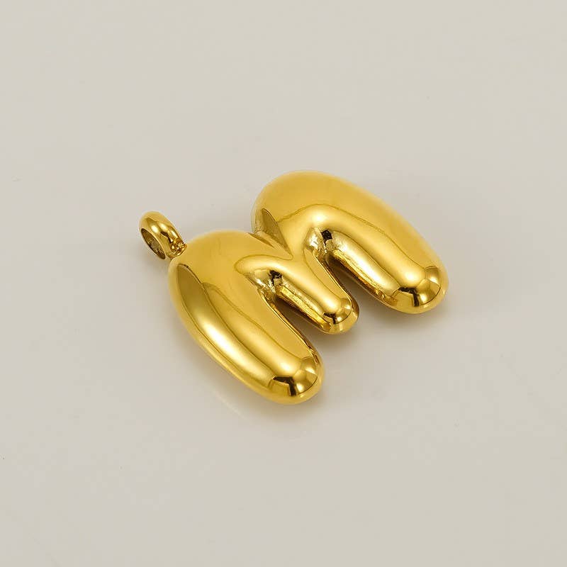 18K Stainless Steel Initial Bubbled Charms ￼