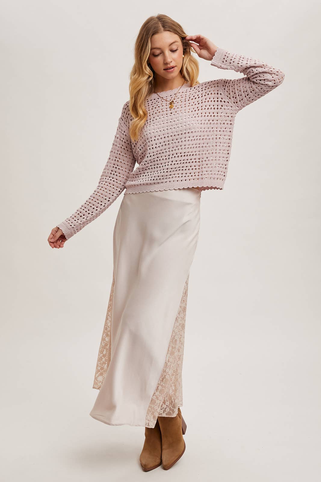 Light Pink Open Knit Sweater