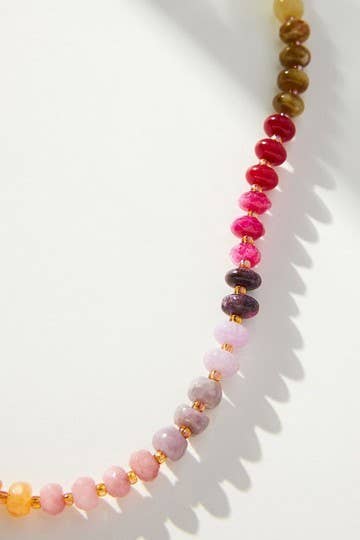 Natural Agate Glass Semi Precious Beaded Necklace