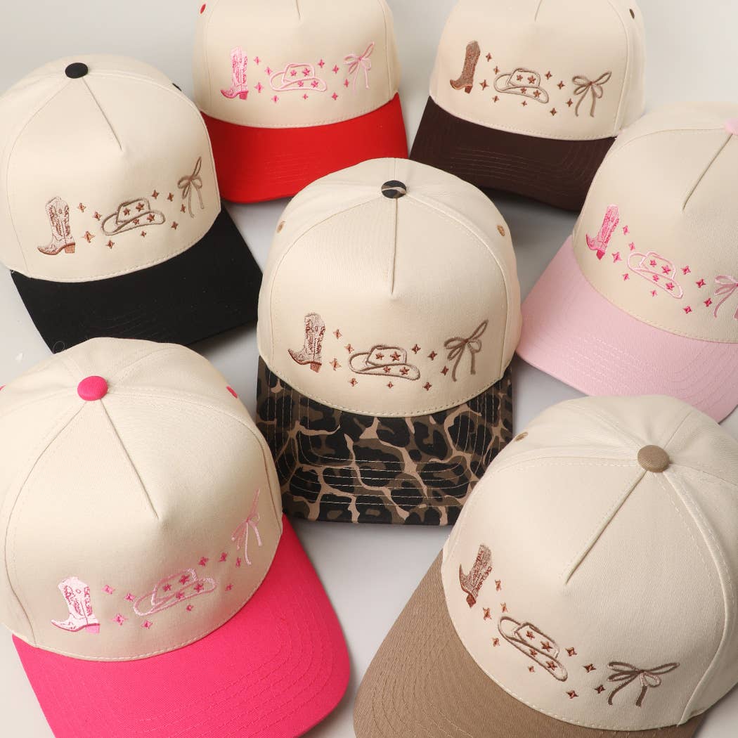 Coquette Western Embroidery Two-Tone Trucker Hat