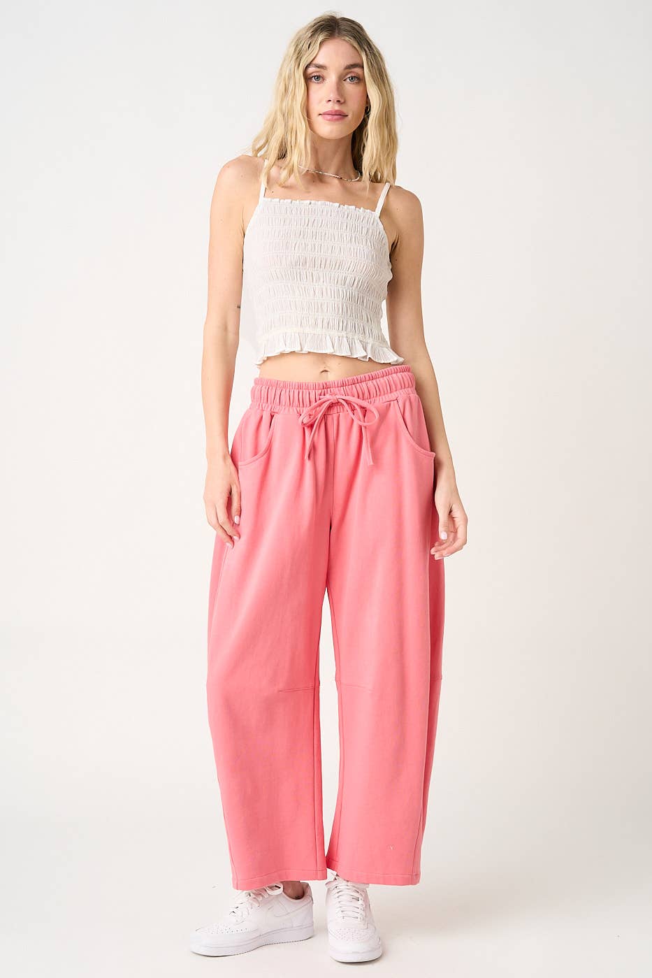 Cotton French Terry Barrel Pants