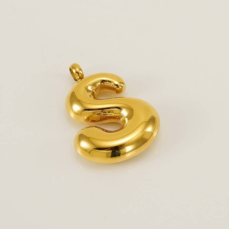 18K Stainless Steel Initial Bubbled Charms ￼
