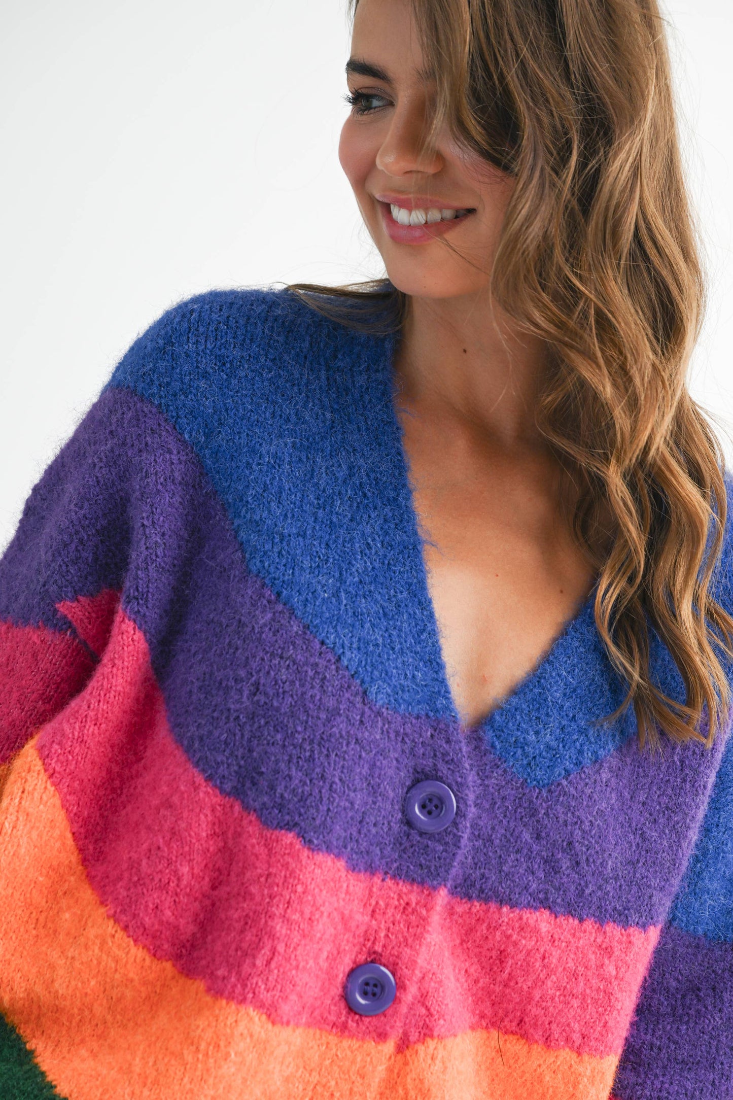 Colorblock Fuzzy Cardigan