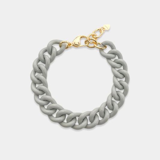 Grey Enamel Bracelet with Gold Clasp