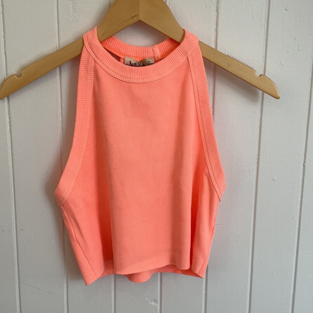 Mineral Wash Halter Neck Crop Tank