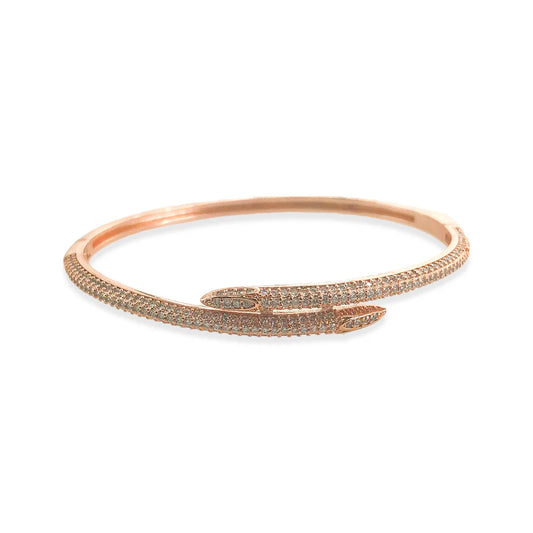 Rose Gold Stacked Bangle Bracelet with Latch