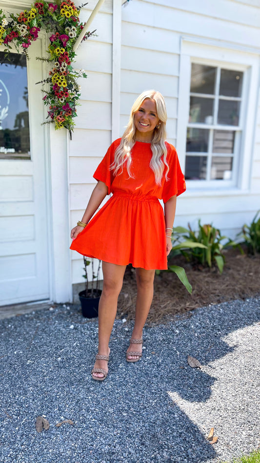 Sunset Glow Boat Neck Mini Dress